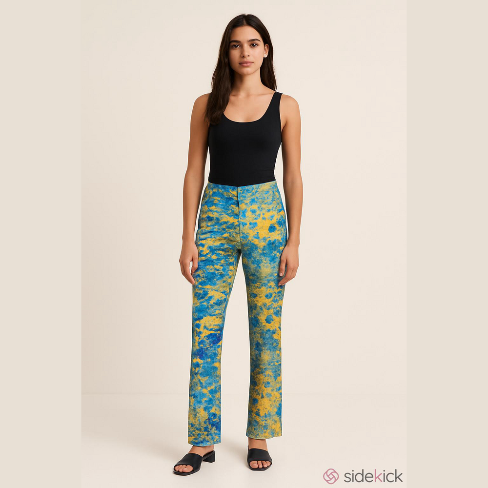 Soft Surroundings Blue Metallic Florentine Straight Leg Pants Medium